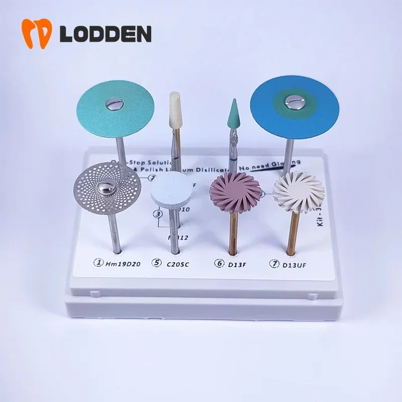 Dental Lithium Disilicate Polishing and Grinding Kit 3L04.2 Mounted Diamond Disc Stones Silicone Polishiers Popular Dental Tools