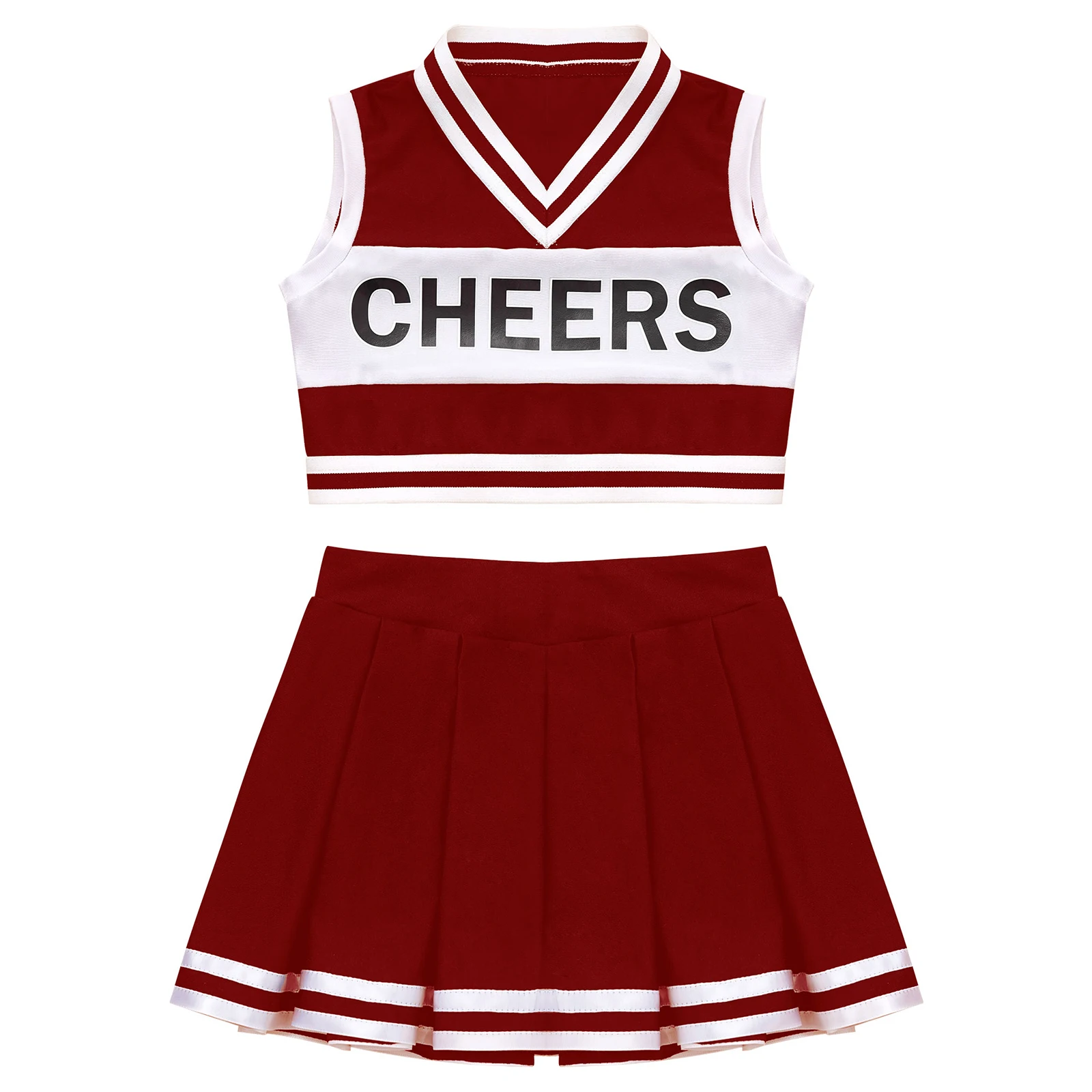 Kids Girls Cheerleading Uniforms Schoolgirls Cheerleading Costume Sleeveless Child Cheers Dance Outfits For Dancing Competition