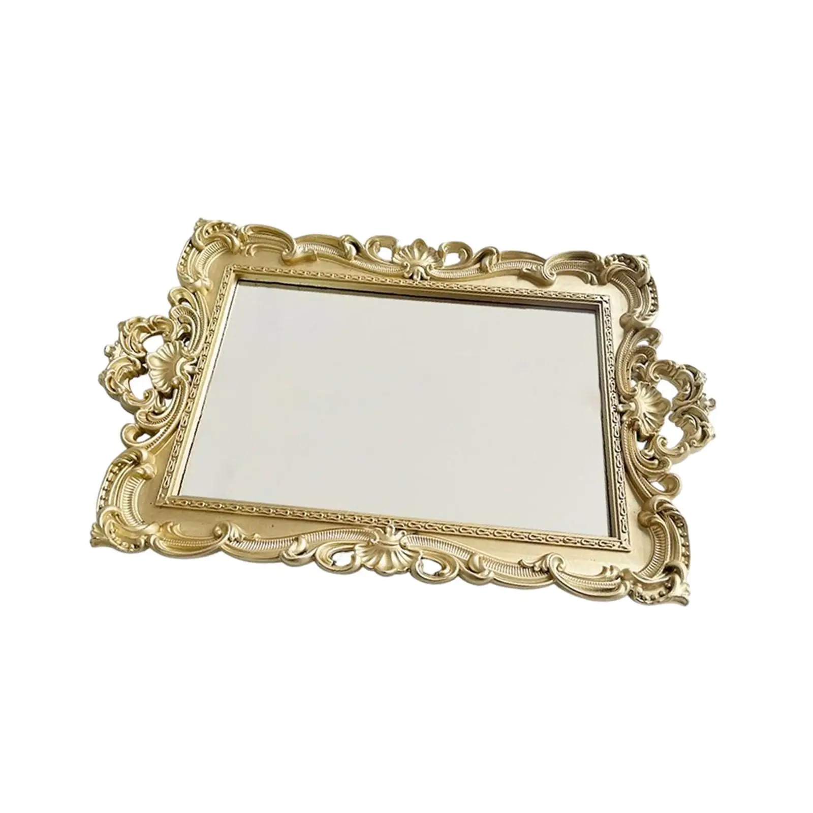 Retro Makeup Mirror Cosmetic Mirror Multifunctional Decorative Mirror Tray