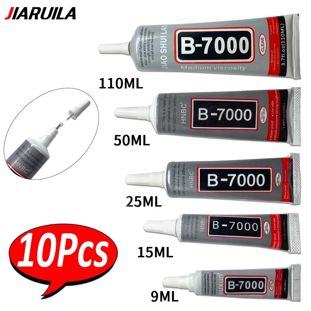 10Pcs，B7000 Clear Contact Phone Repair Adhesive Universal Glass Plastic DIY Glue T-7000 With Precision Applicator E-7000 B-7000