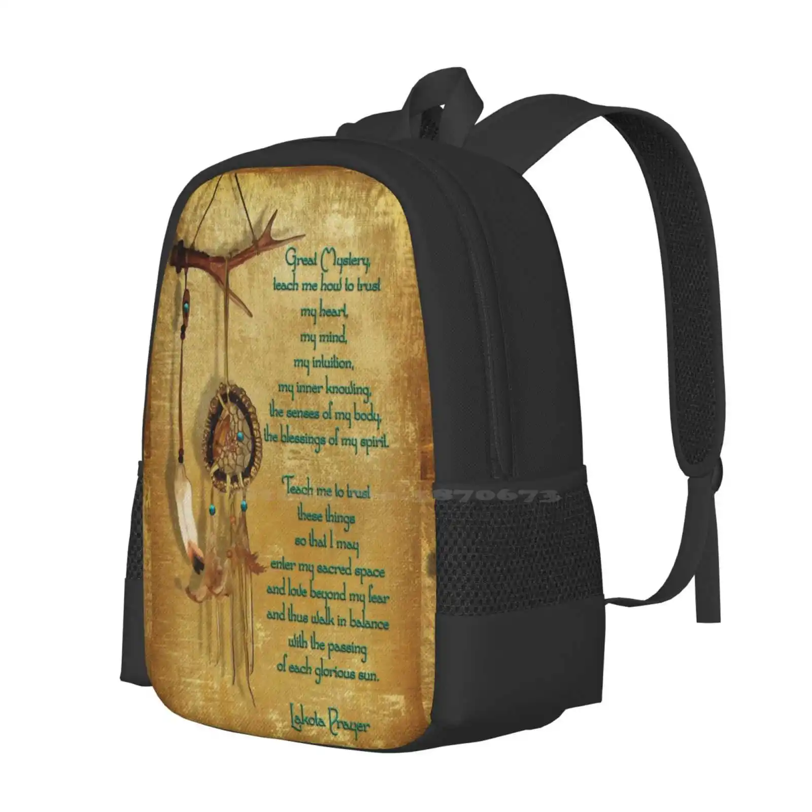 Lakota Prayer Dream Catcher Hot Sale Backpack Fashion Bags Illustration Image Of Dream Catcher Lakota Prayer Irisangel