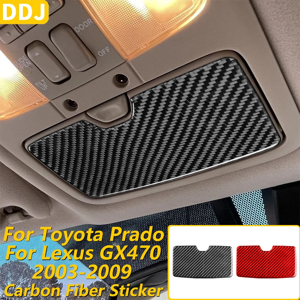 Real Soft Carbon Fiber Front Roof Eyeglass Case Panel Trim Cover For Lexus GX470 For Toyota Prado 2003-2009 Interior Accessories