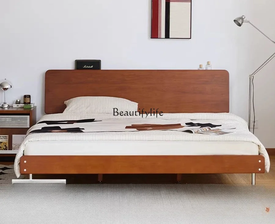 

12Vintage Style Solid Wood Bed Retro Home Furniture 1.5m