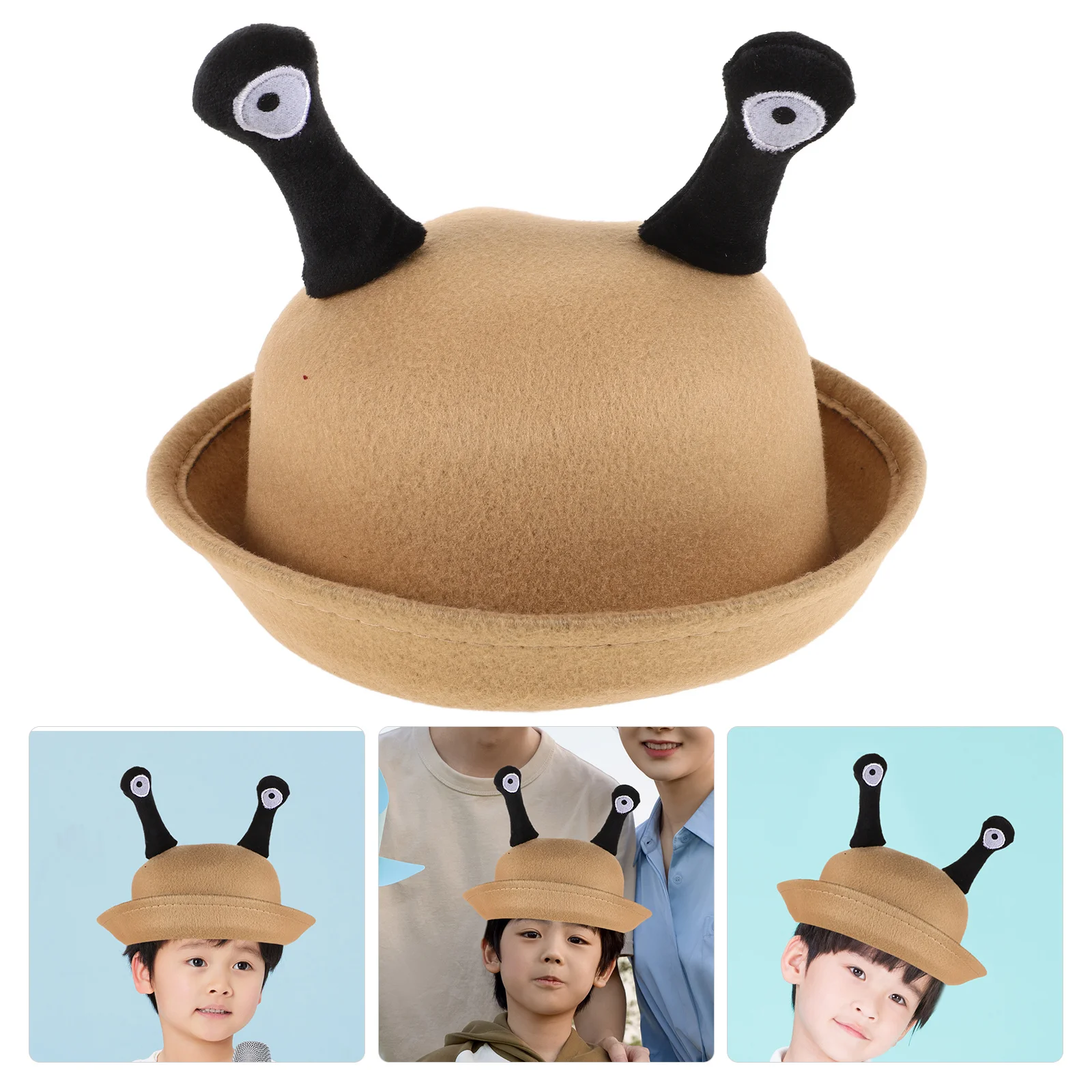 

Small Round Hat Light Brown Kids Knit Cap Snail Eyes Design Warm Beanie For Toddlers Winter Hat Fashion Casual Wear