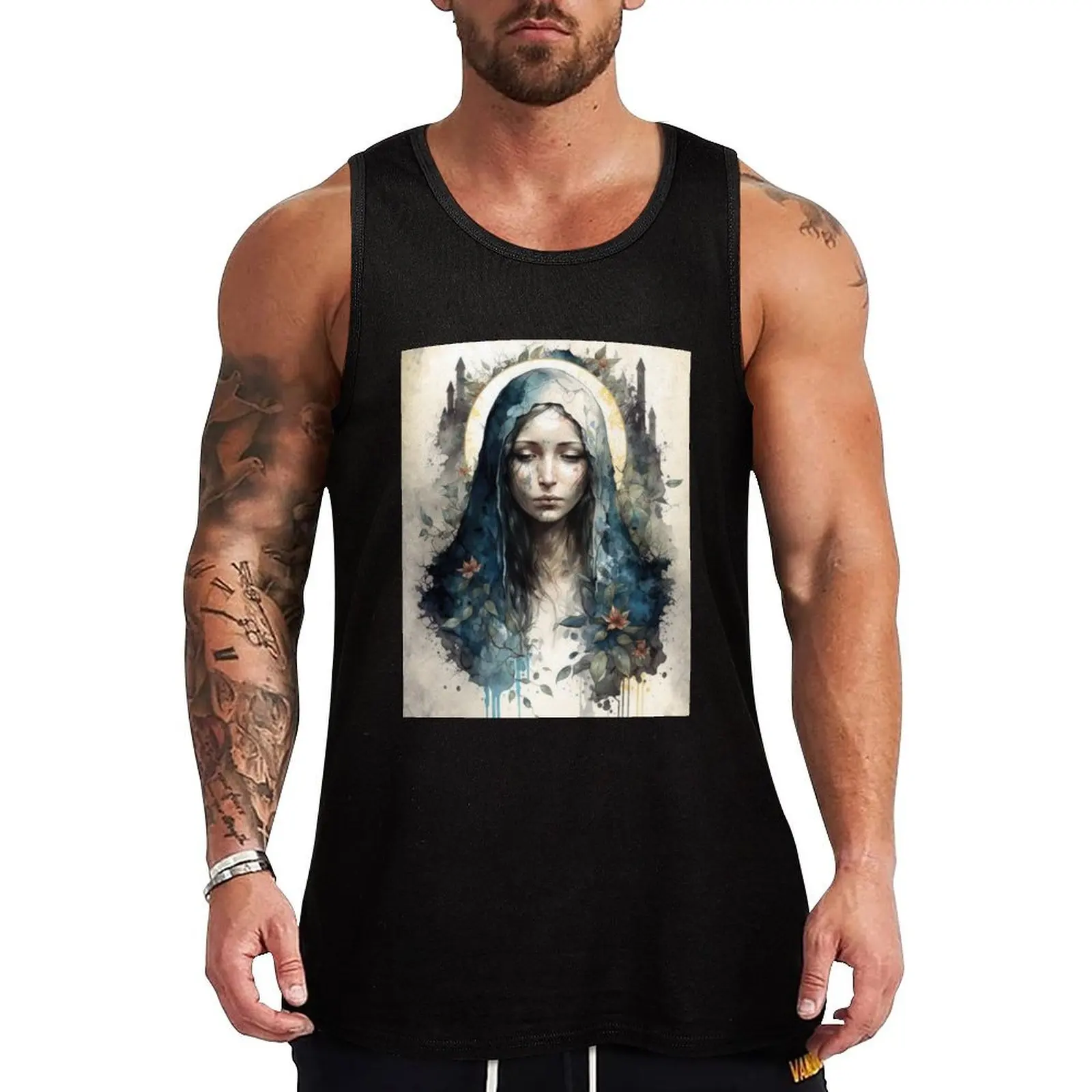 Virgin Mary, Catholic Christian Mother Goddess Tank Top Casual Summer Tank Top Lightweight Sleeveless Shirt