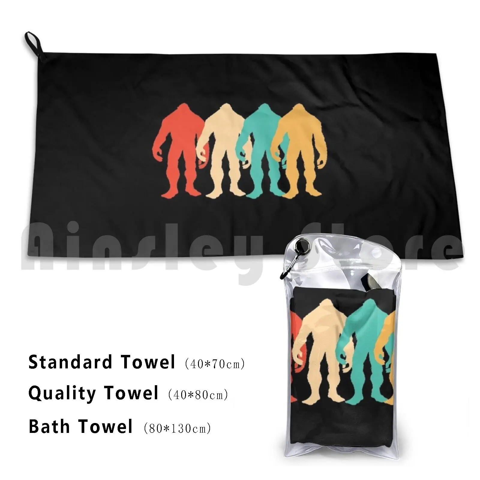 Retro Bigfoot Sasquatch Apparel Gift Custom Towel Bath Towel Bigfoot Hunter Funny Sasquatch Bigfoot