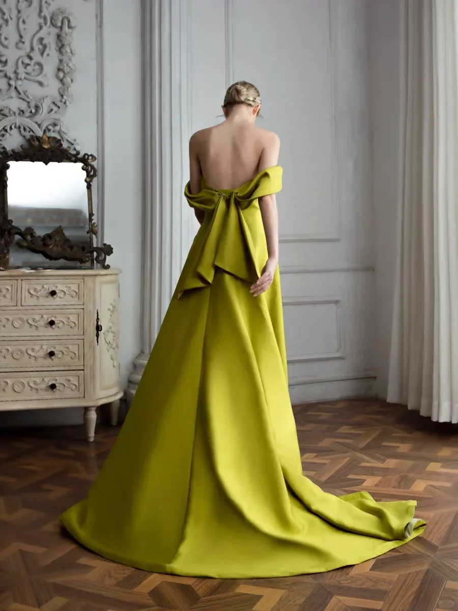 Olive Green Woman Dress Pockets Custom Made Sweetheart Prom Gowns Long Party Dresses Off The Shoulder Sexy Prom Gowns Backless