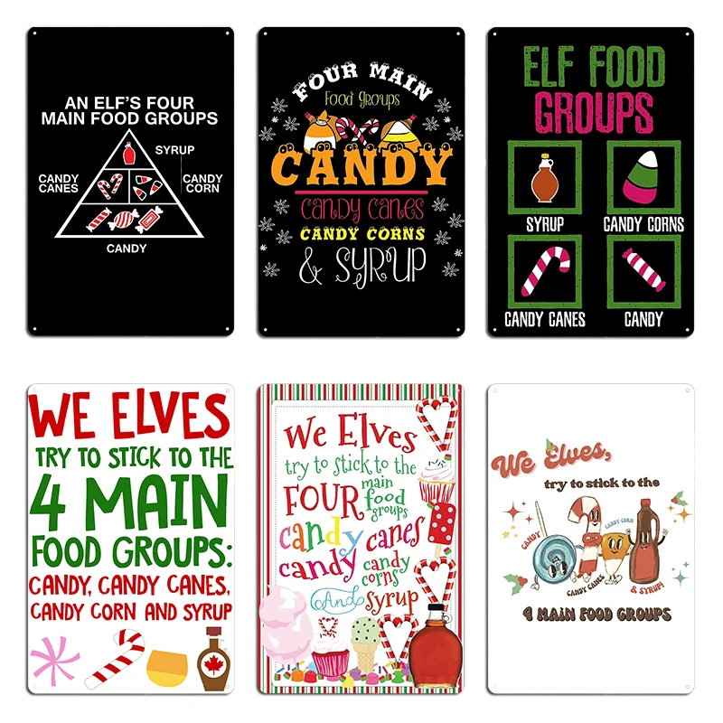 Buddy The Elf The Four Main Food Groups Metal Signs Wall Decor Party Club Personalized Metal Posters