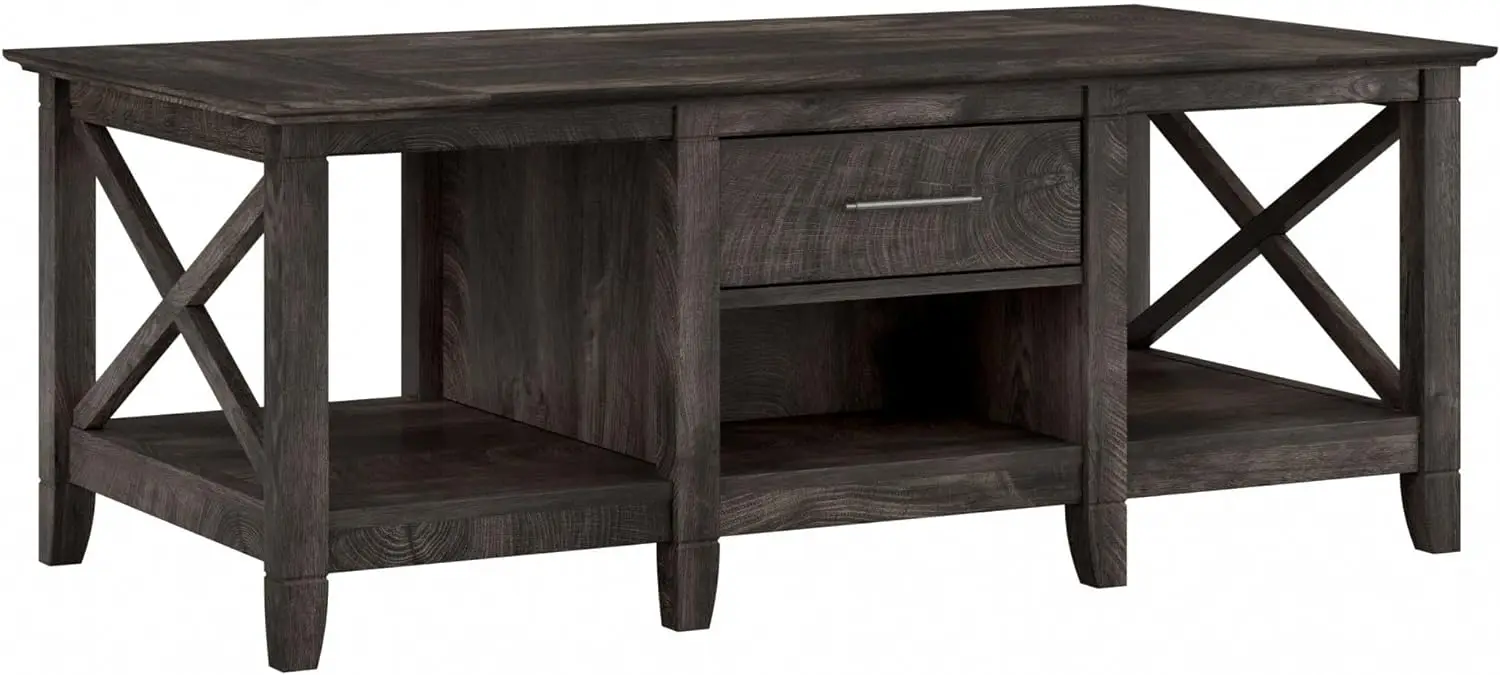 Bush Furniture Key West 47-Inch x 24-Inch Coffee Table, Dark Gray Hickory (KWT148GH-03)