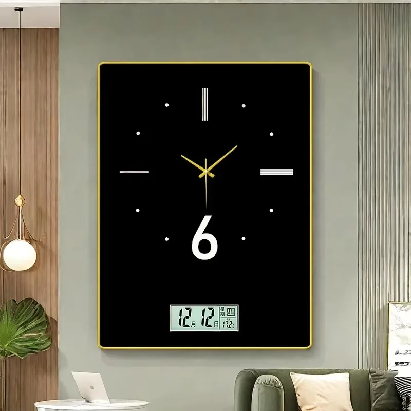 

Modern minimalist background clock wall clock living room new dining room decoration painting with clock electronic clock