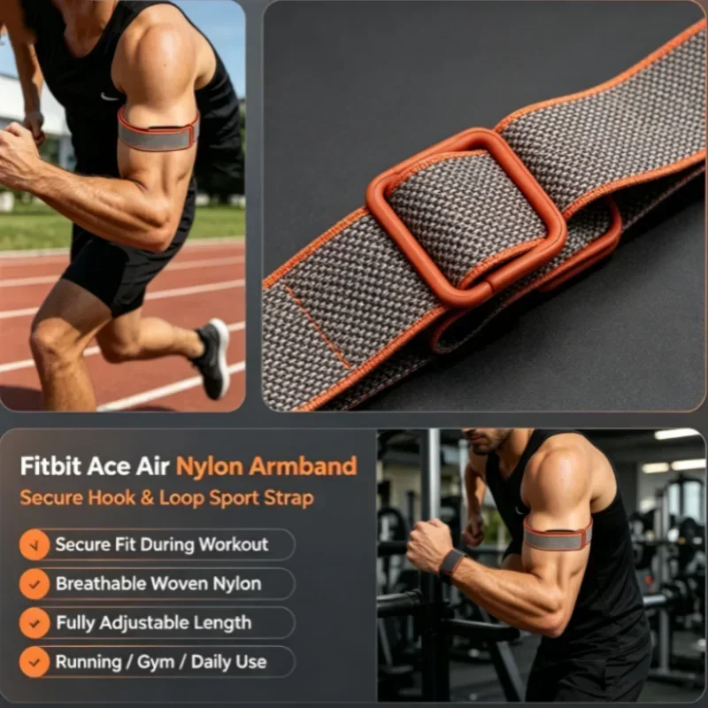 Nylon Ankle Arm Band for Fitbit Air Adjustable Breathable Sweat Resistant Sport Strap Secure Anti Slip for Running Cycling