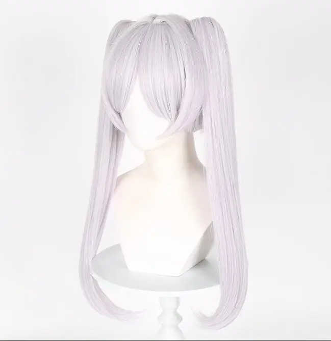 

SisiruKou Frieren Cosplay wig Silver gray Anime Women Long Straight Double Ponytail Tiger Synthetic Halloween Party Costume Wig