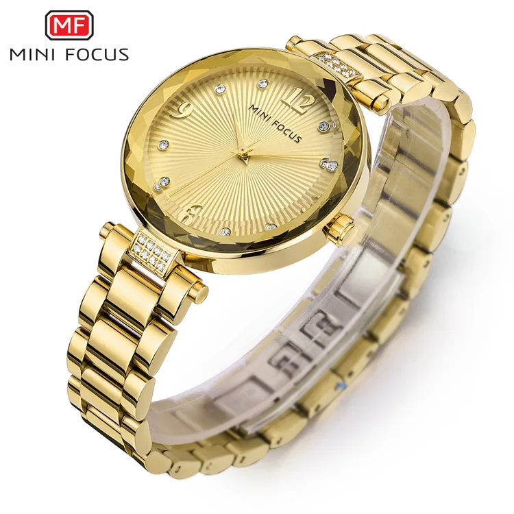 MINI FOCUS 0038 Women's Quartz Watch Fashion Simple Crystal Gold  Silvery Luxury Wristwatch for Ladies Female Relogio Feminino