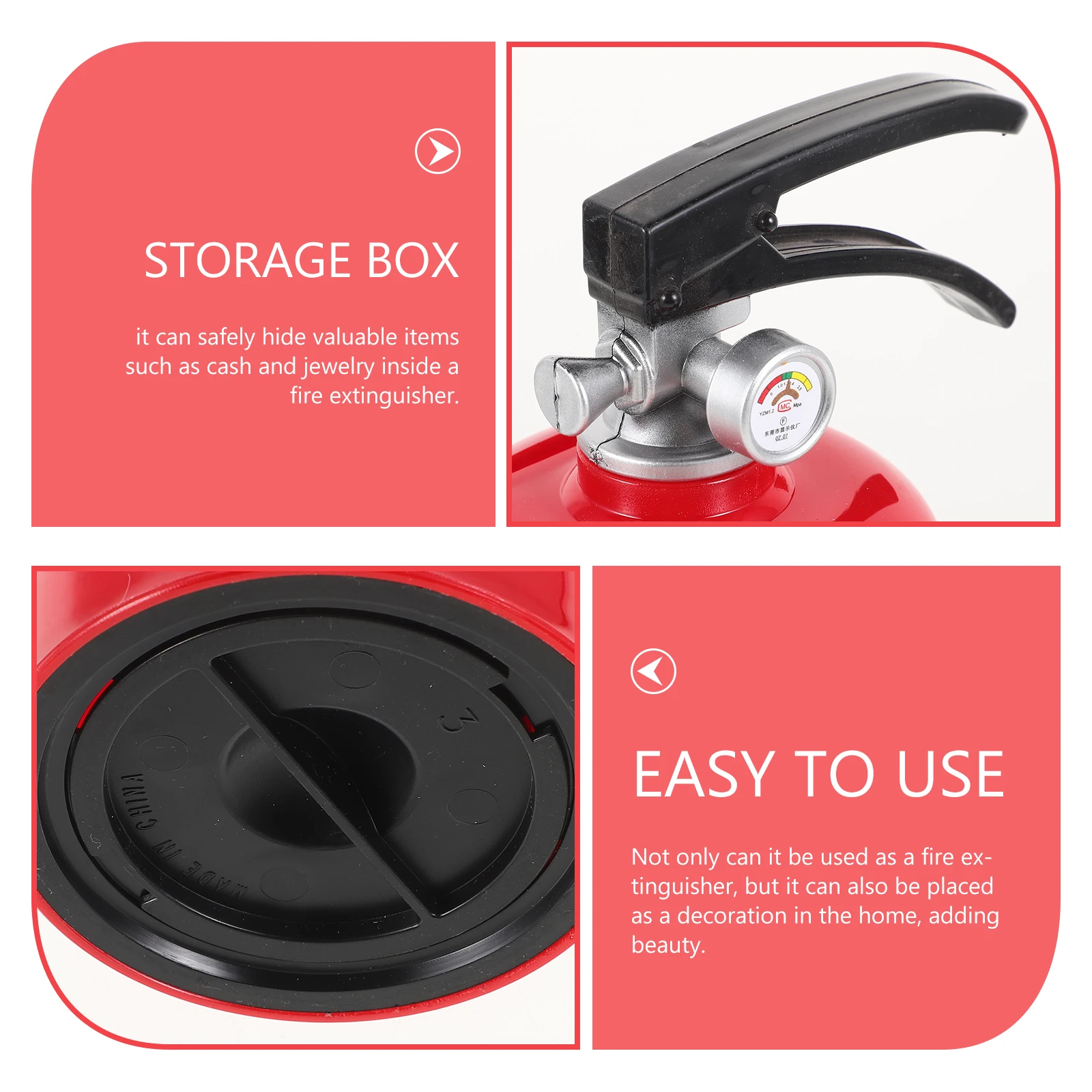 Simulated Fire Extinguisher Cash Box Decorative Coin Hidden Compartment Storage Safe Mechanical Security Container