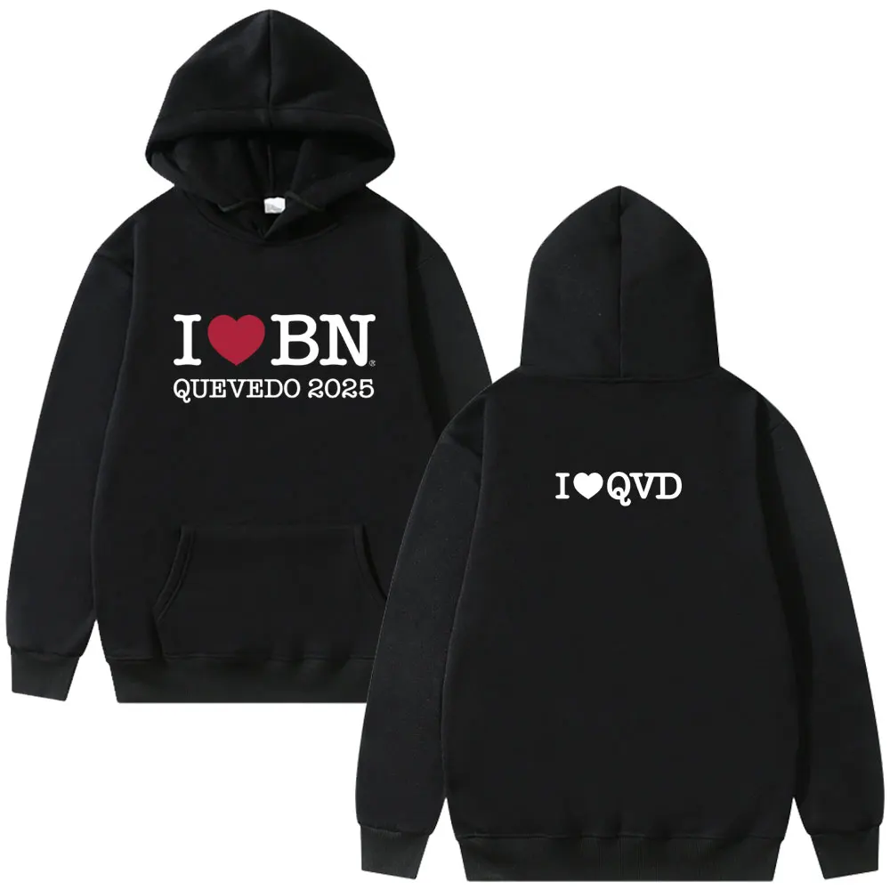 

I Love Bn Quevedo 2025 Hoodie Men Women Hip Hop Fashion Pop Music Sweatshirt Men's Vintage Casual Fleece Cotton Pullover Hoodies