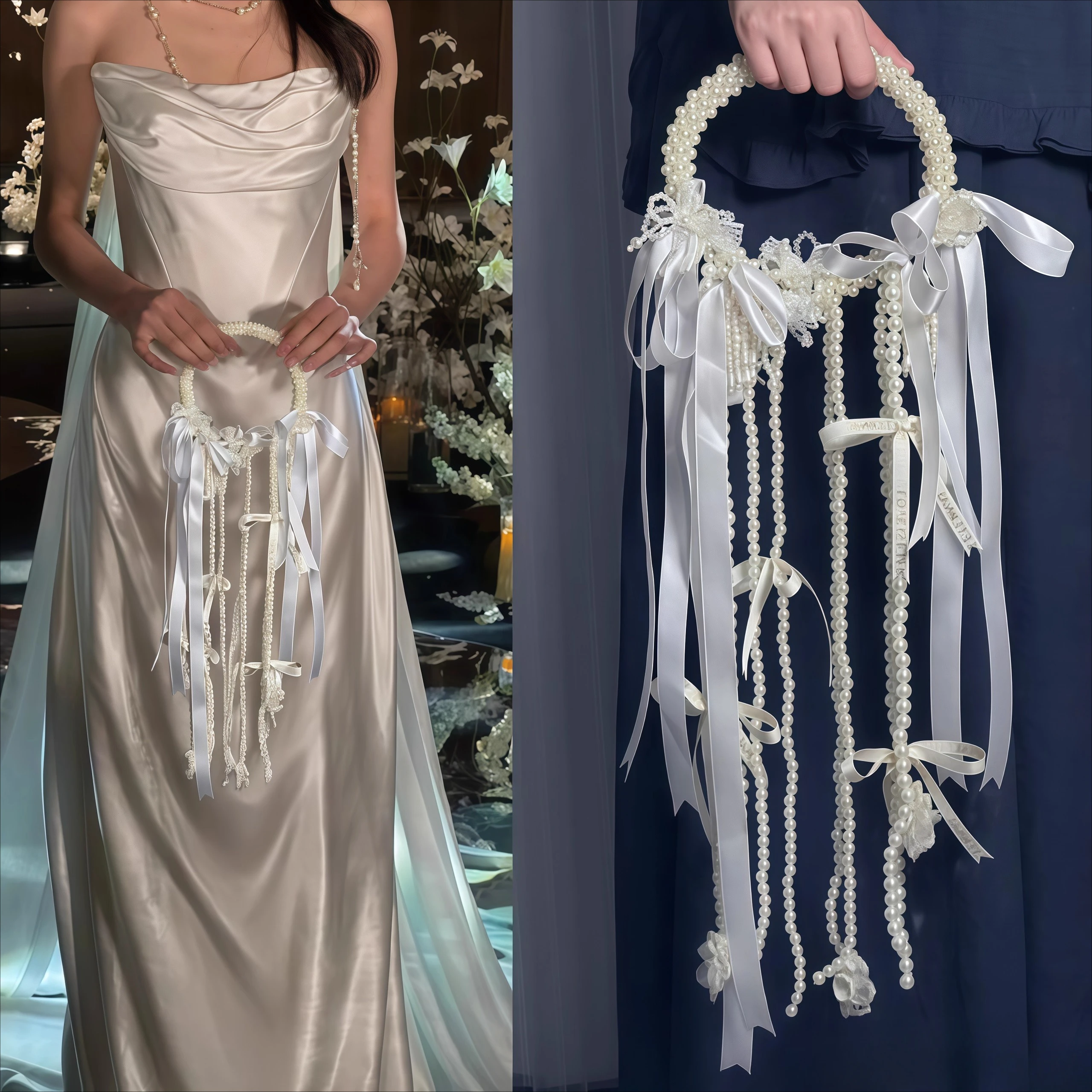 

Жемчужный букет ручной работы, белый ручной цветок, имитация цветка, ручной цветок, свадебный букет водопада, настоящий снимок