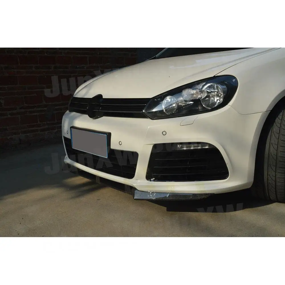 3PCS/Set Carbon Fiber Car Front Bumper Lip Spoiler Splitters Apron For Volkswagen VW Golf 6 VI MK6 R20 2010-2013 Head Shovel FRP