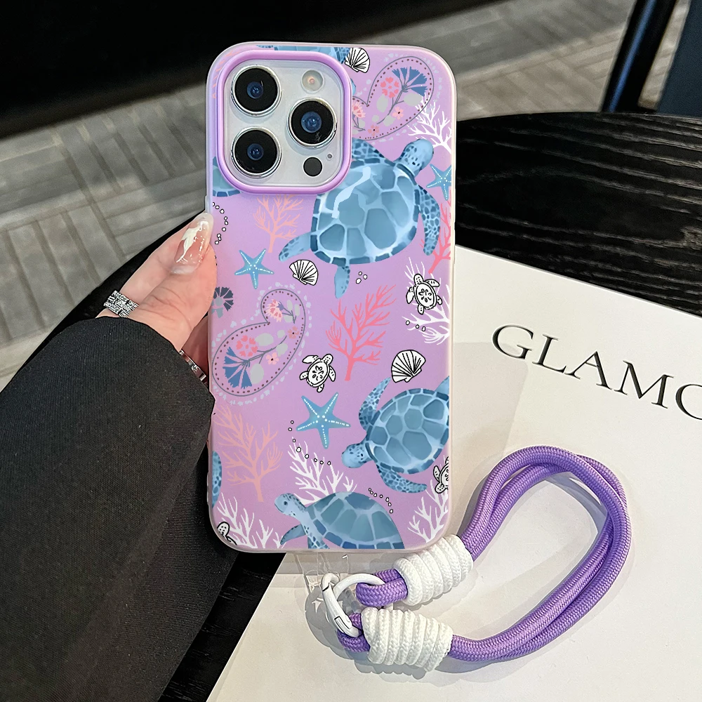 Stylish Turtle Wrist Strap 2 in 1 Phone Case For iPhone 17 11 13 12 14 15 16 Pro Max XS XR X 7 8 Plus 17 Air With Lanyard Cover view 6