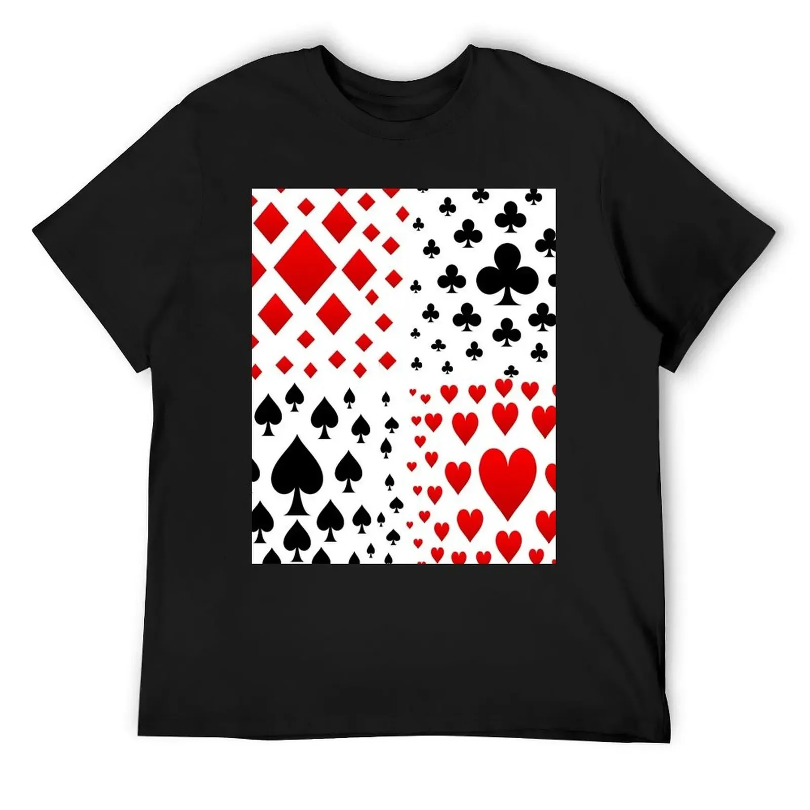 DECORATIVE RED & BLACK PLAYING CARDS ART T-Shirt Aesthetic clothing man t shirt mens plain t shirts