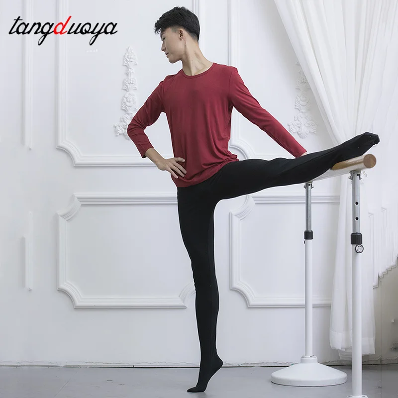 1 paio di collant da danza classica da uomo leggings a figura intera costume da balletto pantaloni da pratica collant in cotone vita alta elastica abbigliamento da ballo