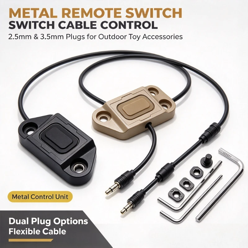 Câble de commande à distance en métal avec connecteur de 2,5 et 3,5 mm, fil de commande pour laser PEQ DBAL et lampe torche M600, pièce pour modèle de jouet.