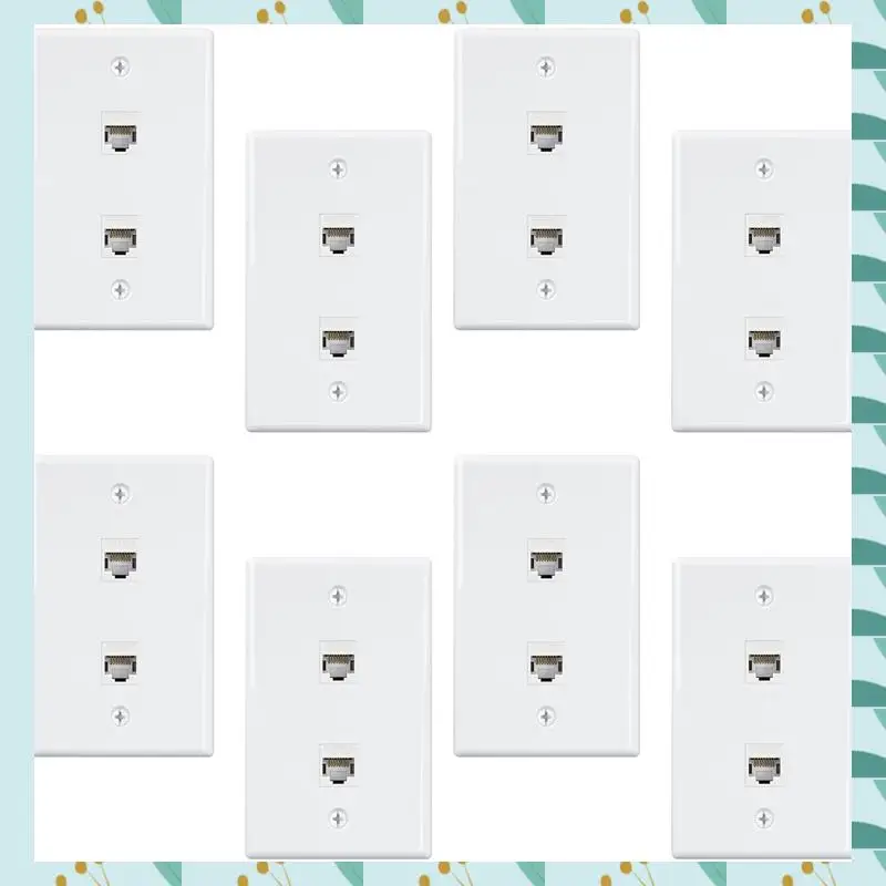 

A71P, 8 шт., 2-портовая настенная панель Ethernet, настенная розетка Cat6 «мама-мама» RJ45 Keystone, линейная муфта, настенная розетка, белый