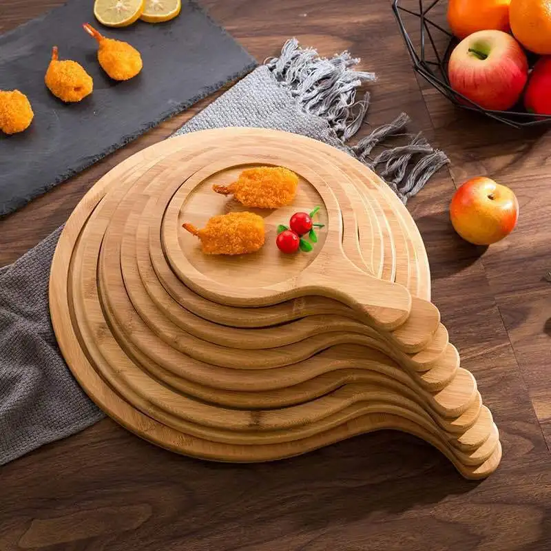 

Household Steak Baking Tray Bamboo Wood Tray Bread Cake Sushi Cheese Pine Wood Pizza