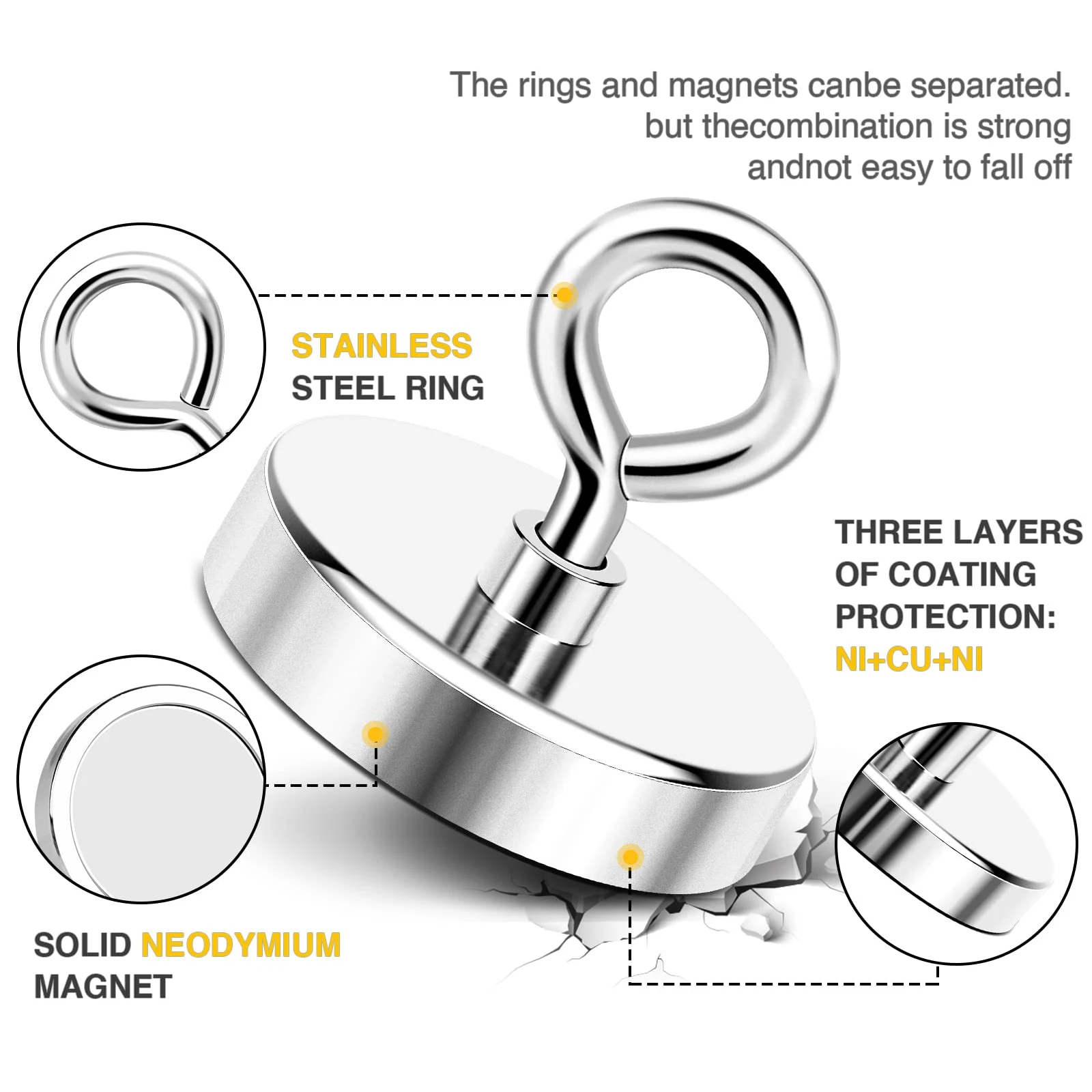 N52 Neomidium Powerful Magnet Hook Super Powerful Neodymium Magnets Strong Magnetic Imans Magneat Fishing Iman Magnetti Iman