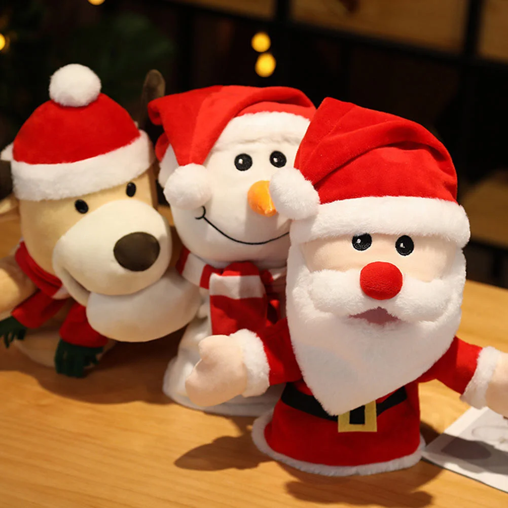 Santa mão fantoche mini dedo coelho brinquedos natal adorável dos desenhos animados noel adorável crianças algodão educacional bebê criança