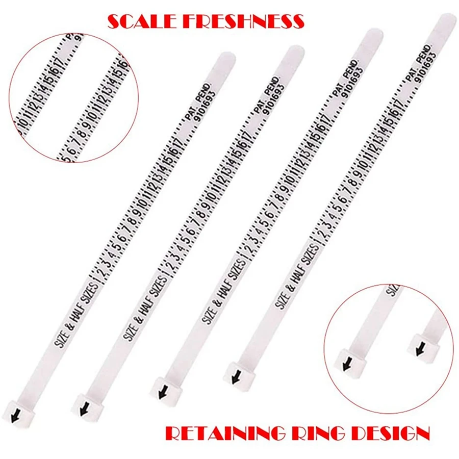 [POPULAR OFFER] 4Pcs US Ring Sizer Plastic Finger Ring Size Measure Tool Gauge Jewelry Sizing Belt For Women Men Kids