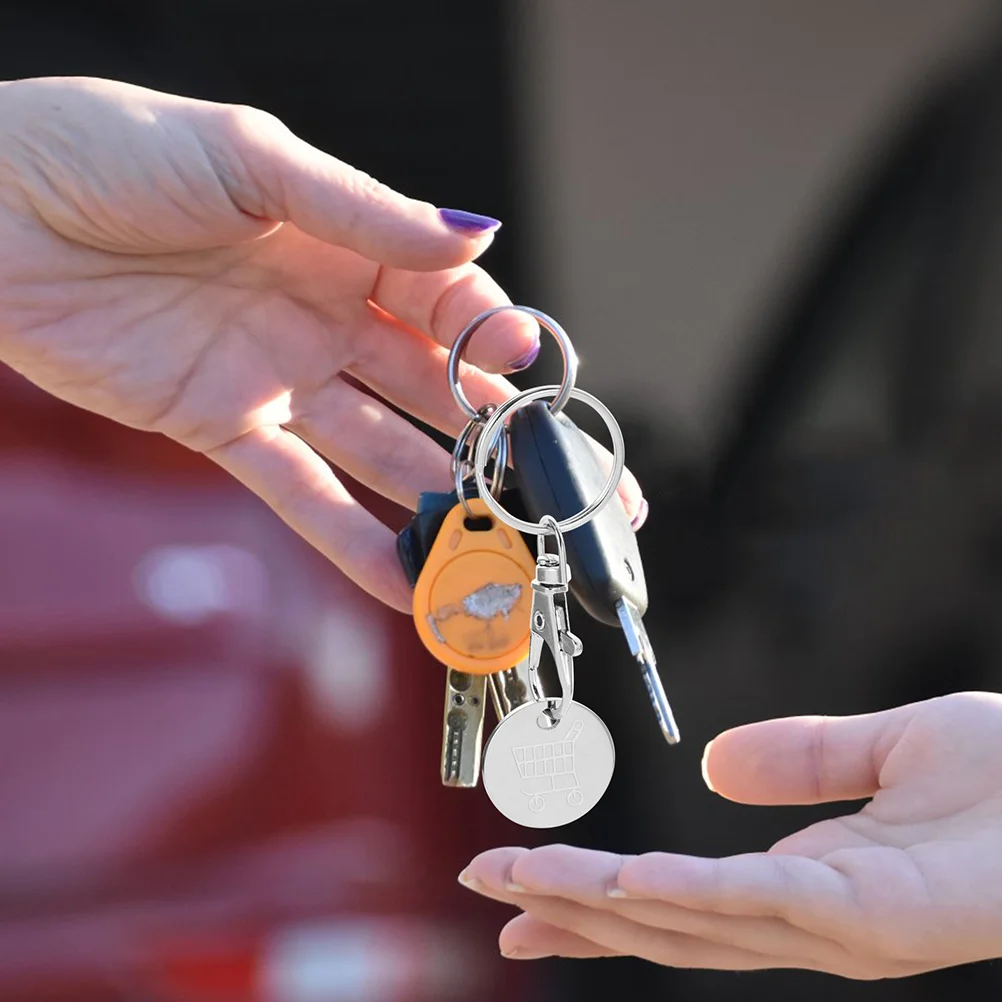 LLavero de aleación de aluminio para carro de compras, fichas de Metal, llavero de cuarto de acero inoxidable, monedas