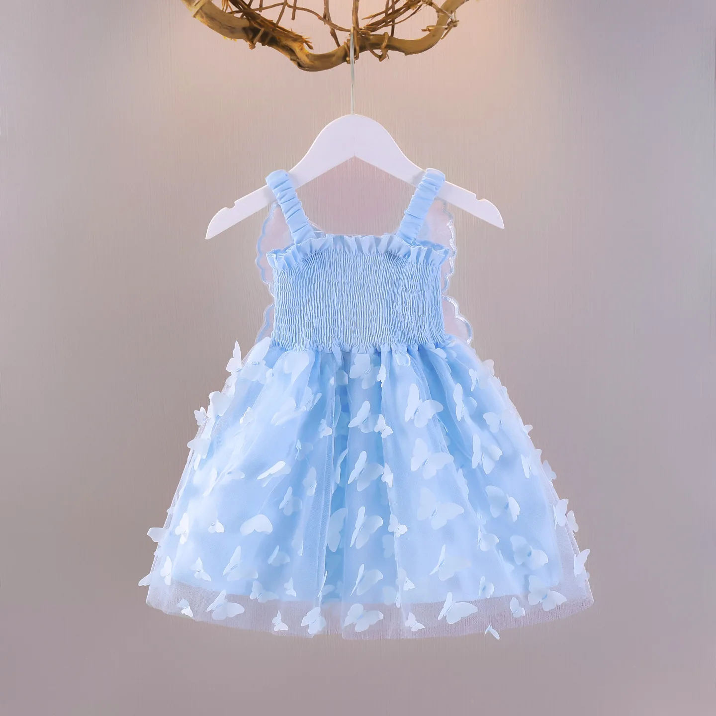 Ärmelloses Tüllkleid mit 3D-Schleife für Mädchen - Perlenriemen & Netzrock, Feenparty-Outfit & Alltagskleidung Blumenmädchenkleider – Detail 4