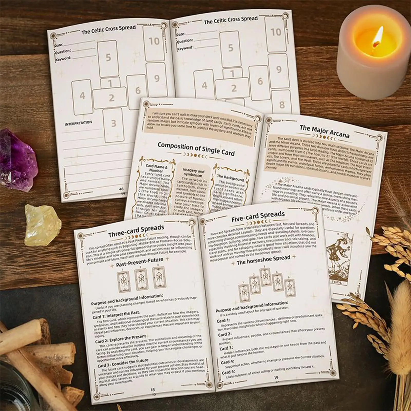 タロットジャーナル ライン入りタロットジャーナリングノートブック ヴィンテージ魔女ワークブック 占星術占いガイダンス瞑想儀式エネルギー用