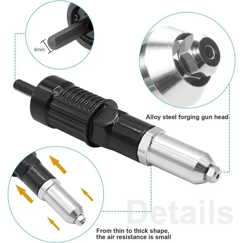 Adaptor Riveting Listrik Tanpa Kabel ABMI, Kit Alat Bor Listrik, Aksesoris Bor Rivet, Alat Rivet Buta