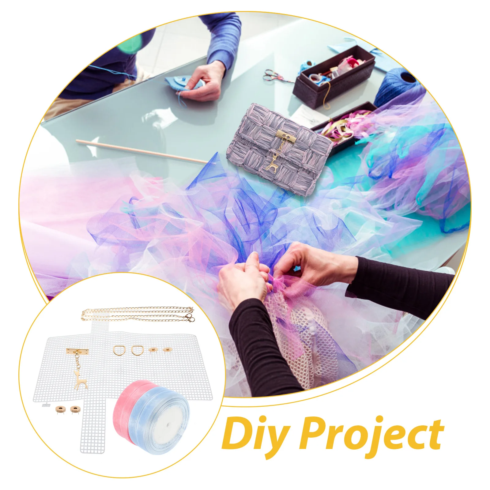 مجموعة واحدة من مواد الحقائب المنسوجة DIY مجموعة أدوات بداية متينة ممتازة مثالية للمبتدئين حقيبة كتف كروس مصنوعة يدويًا للنساء #2