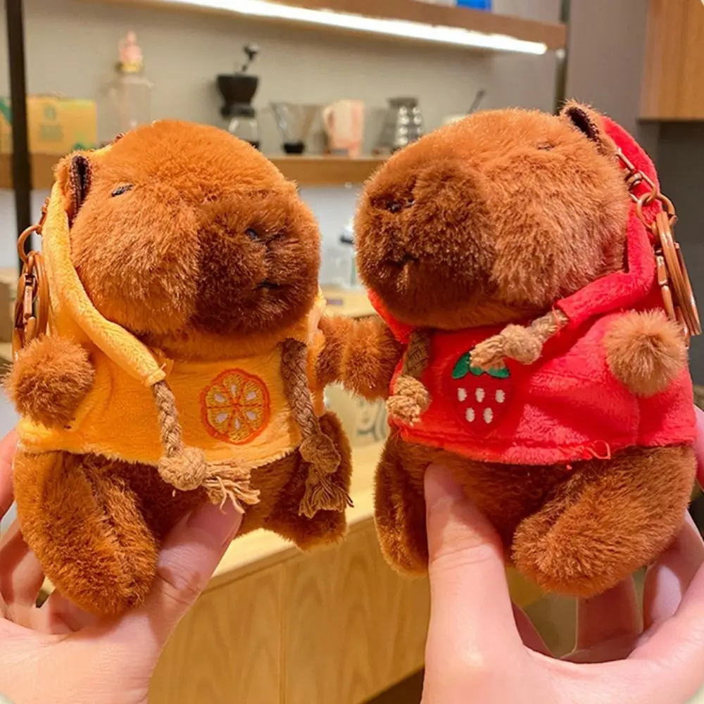 Plush Hoodie Capybara Plush Pendant Fruit Ornaments Capybara Plush Keychain Soft Cartoon Animals Capybara Plush Keyring