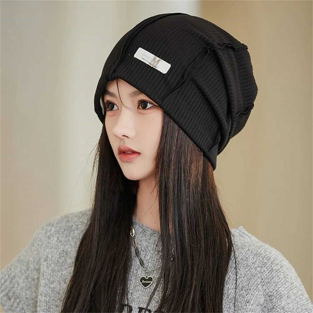 Fashion Beanie Hat Women\'s Fashion Unisex New 2024 Spring and Autumn Solid Color Hat Men\'s Pile Head Skull Cap Hip Hop Beanie