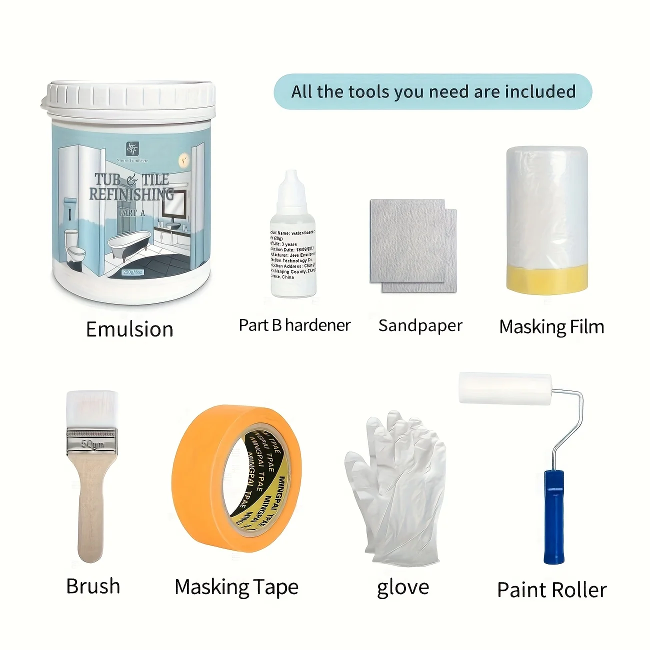 35 oz White Ceramic Bathtub and Tile polishing Kit Bathtub, bathroom wall, countertop, sink paint - Easy to use, waterproof
