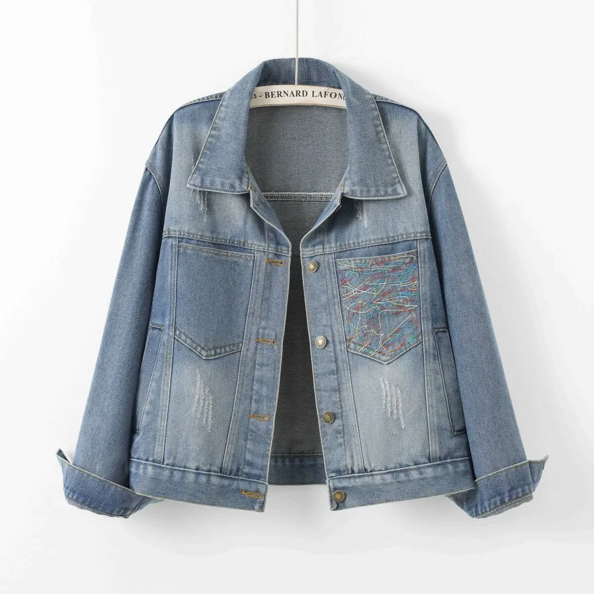

Embroidered Denim Jacket Women's Short Outwear 2025 New Spring Autumn Casual Korean Loose Design Jeans Coat Tops Street Wear