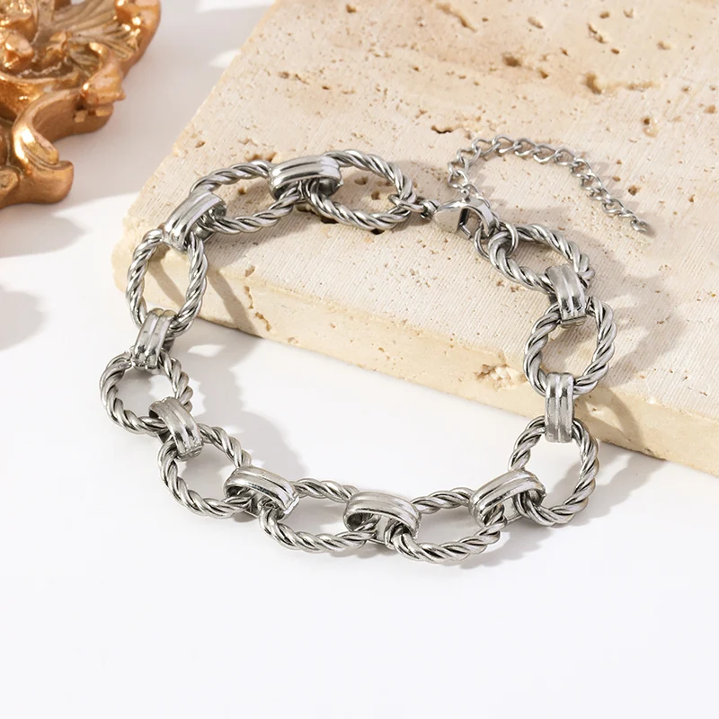 EILIECK 316L Edelstahl Metall Goldfarben Ovale Gliederkette Halskette Armband Set für Damen Mode Punk Wasserdichter Schmuck – Detail 19