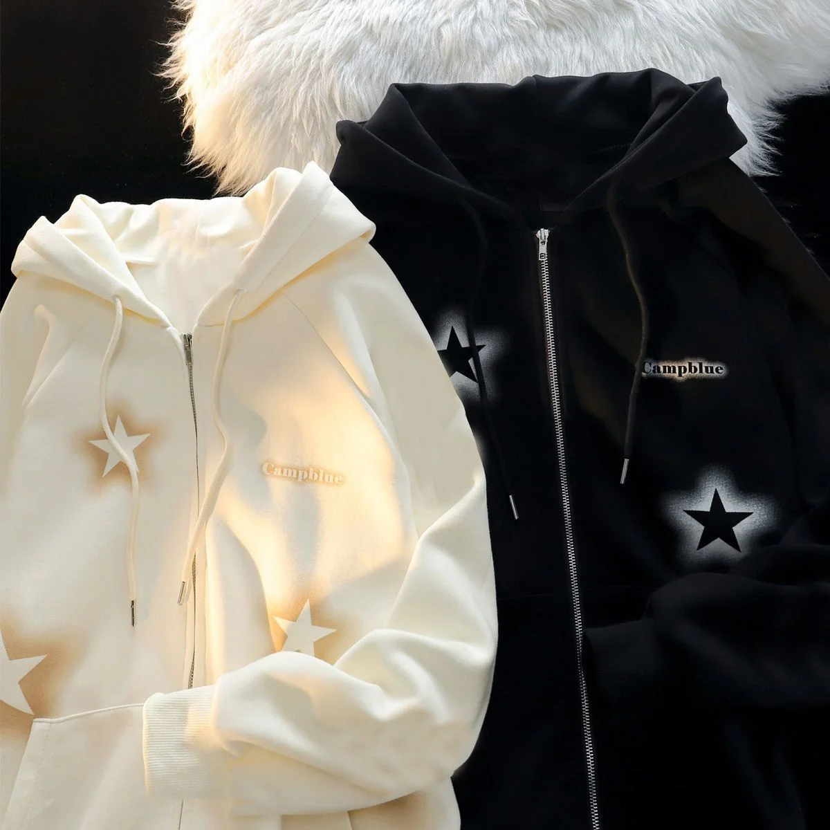 새로운 핫 레트로 그래피티 스타 프린트 후드 지퍼 코트 컬렉션 봄 가을 캐주얼 패션 트렌드 다용도 레이지 윈드