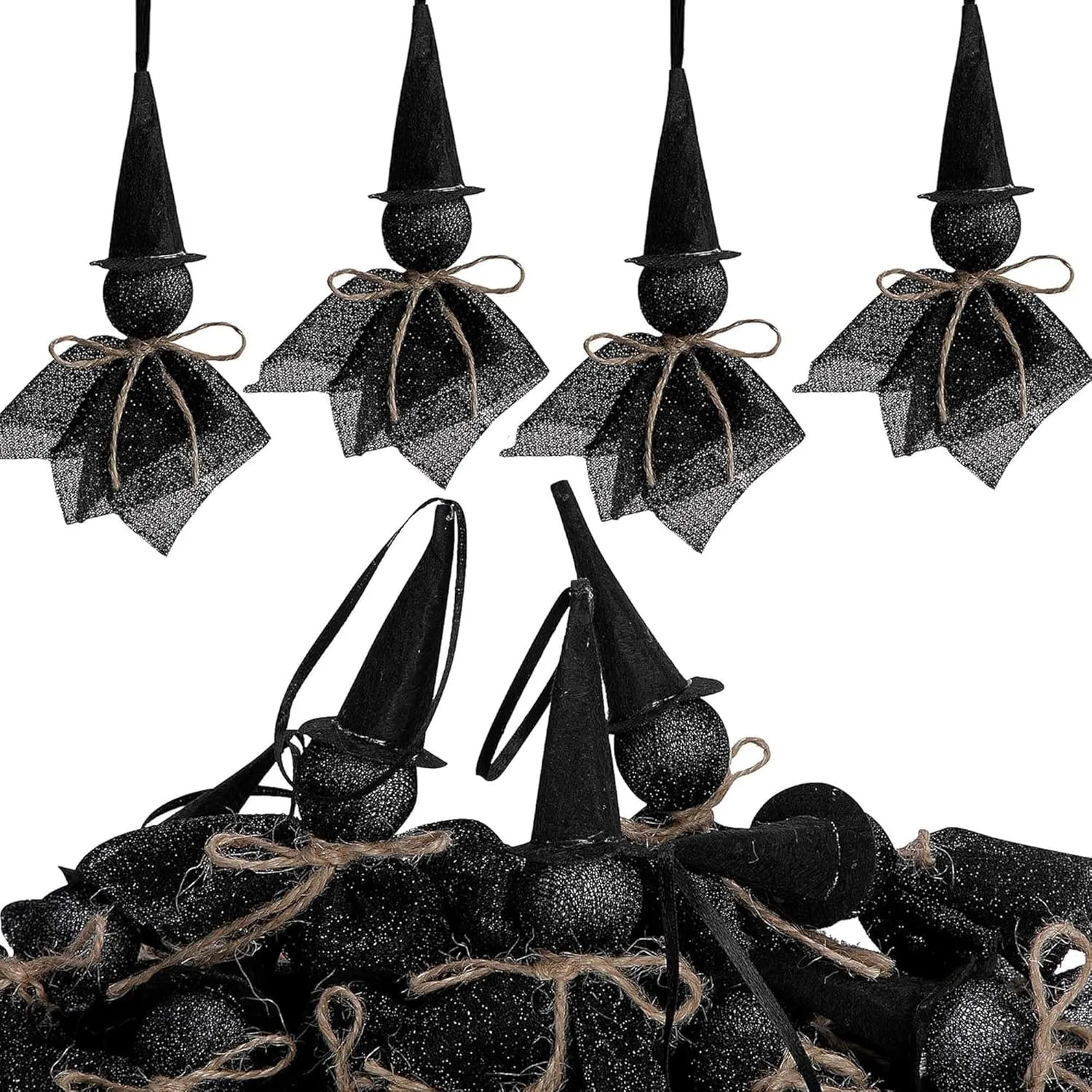 

1/4Pcs Halloween Ghost Pendant Black Mesh Witch Doll Drop Ornaments Scary Halloween Kids Gift Halloween Party Decor for Home