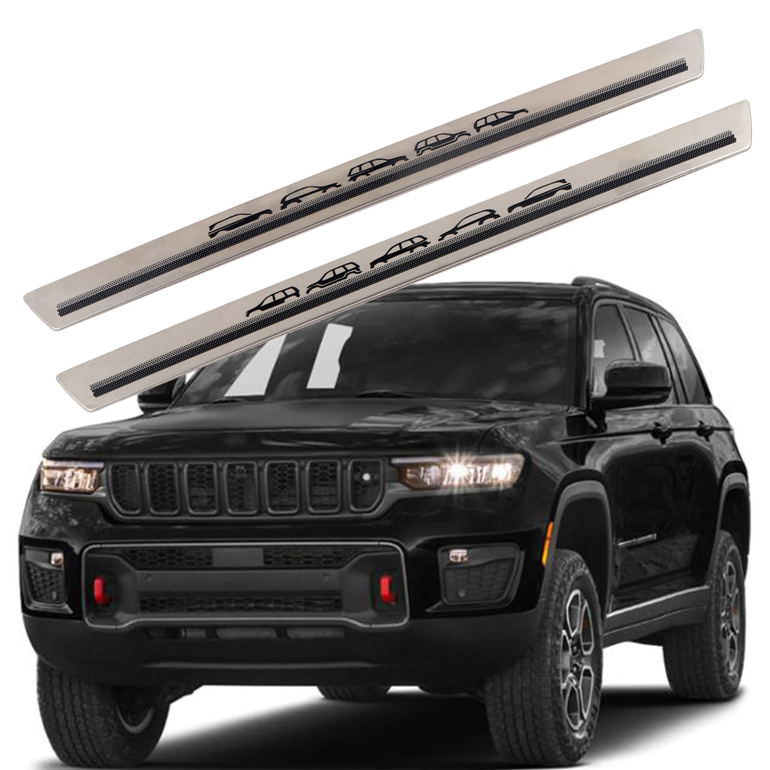 Fit for Jeep Grand Cherokee L 2022 2023 Car Door Sill Scuff Plate Threshold Guard Cover Trim Stainless steel 2pcs