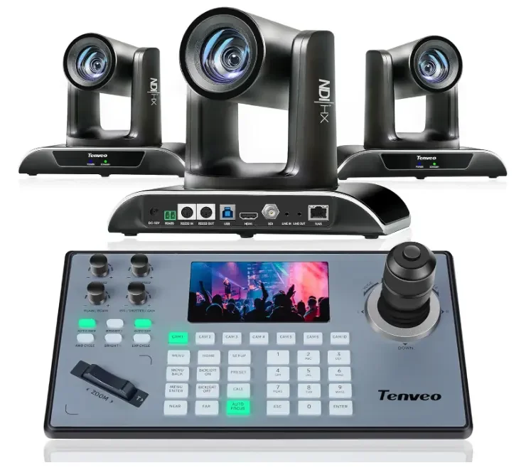 Tenveo Conference System VHD620A-NDI(3PCS) NDI 20x Optical Zoom USB 3.0/HDMI/RJ45/SDI 4D IP Camera Joystick Controller Kits