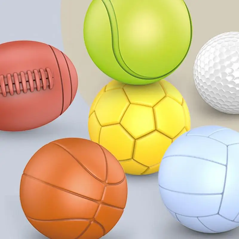 Bolas Esportivas Pequenas para Crianças, Mini Bolas para Treinamento de Aderência, Bola Sensorial, Cores Brilhantemente Vívidas, Cognição de Formas, Futebol, Tênis, Basquete, 6PCs