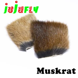 New pre-cut 6X6cm genuine muskrat fur body hair or belly hair adams gray underfur superfine natural dry fly nymph fly dubbing