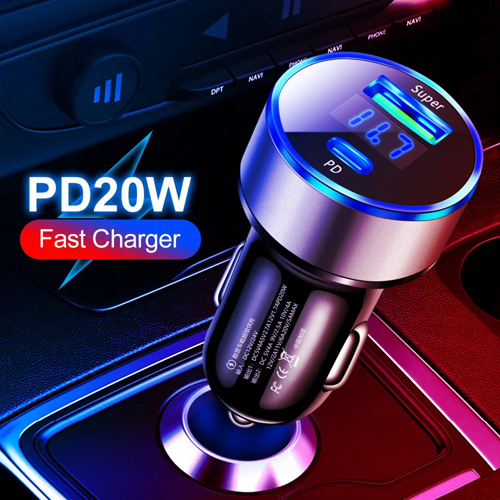 Cigarette Lighter Fast Charging 20w Car Charger Car Supplies Car Charger Adapter Type-c Phone Charger Car Accessories