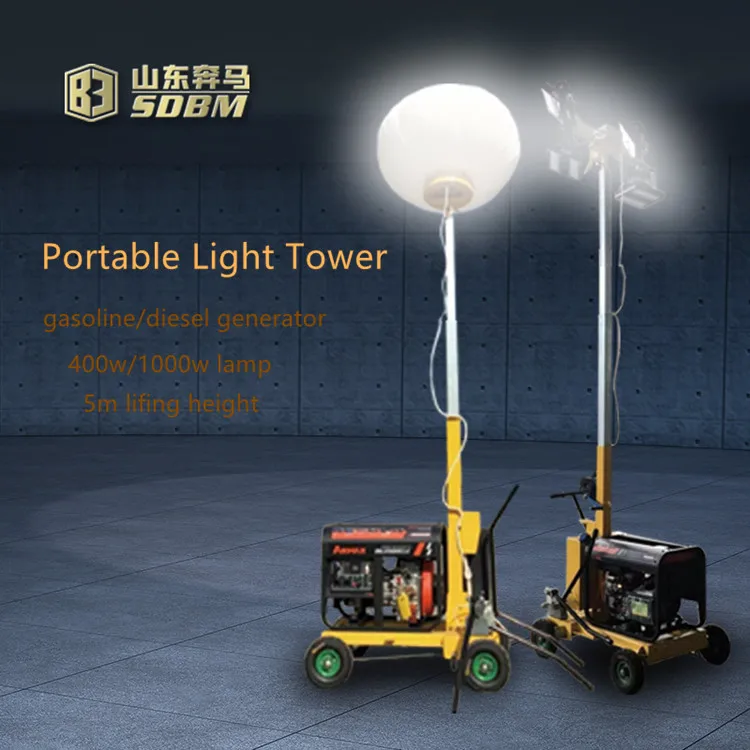 Construction Work Diesel Generator Inflatable 5m Balloon Mobile Lighting Tower Price