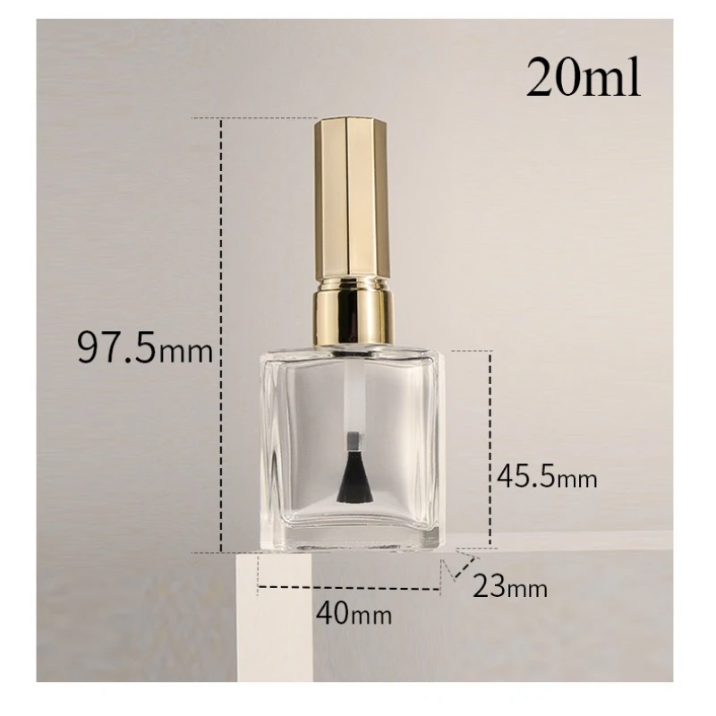 زجاجة طلاء الأظافر الزجاجية 20 مللي زجاجة فرشاة سعة كبيرة لتقوم بها بنفسك مقاومة للأشعة فوق البنفسجية حاوية غراء الأظافر زجاجات سوداء فارغة قابلة لإعادة الملء