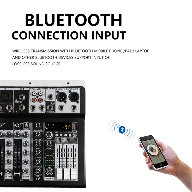 Аудиомикшер RISE-KP4 с эффектами для профессиональных начинающих, стереовход, прямая трансляция, 4-канальный микшер, стереомикшер, вилка стандарта США Du
